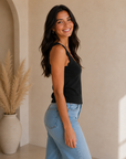 Black Scallop Wave Everyday Knit Tank