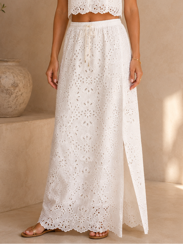 Emrie Eyelet White Skirt