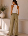 Olive Wide Leg Flowy Pants