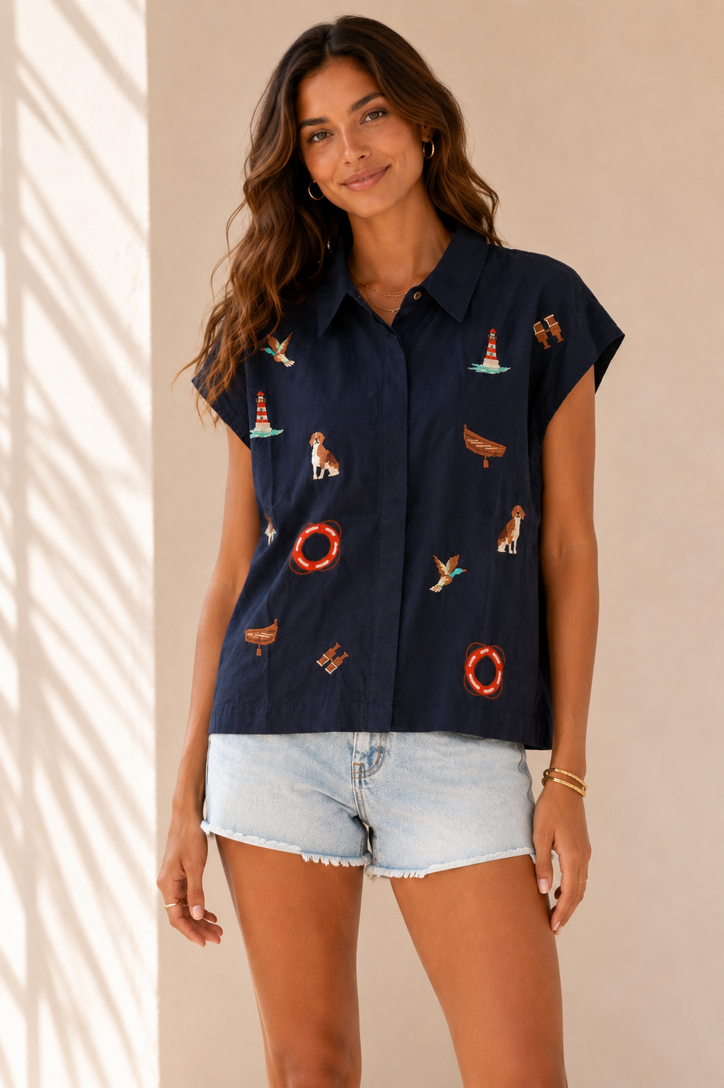 Navy Sailing Top