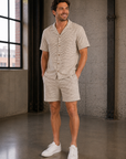 Natural & Brown Check Dobby Resort Shirt