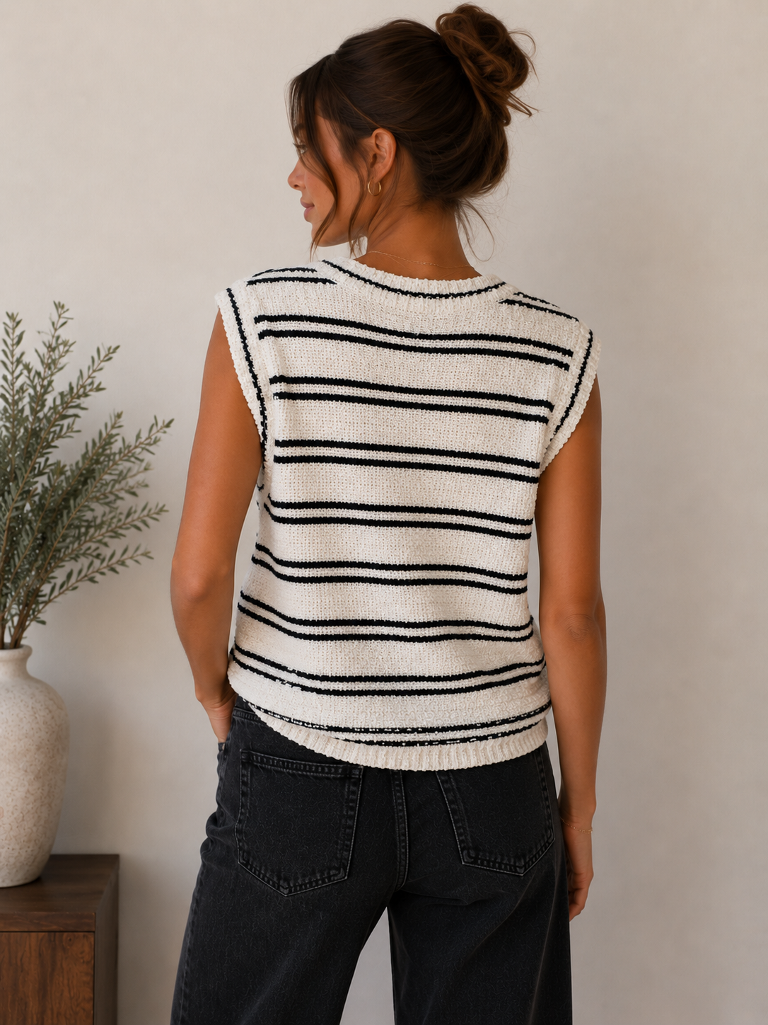 Ivory &amp; Black Dolly Top