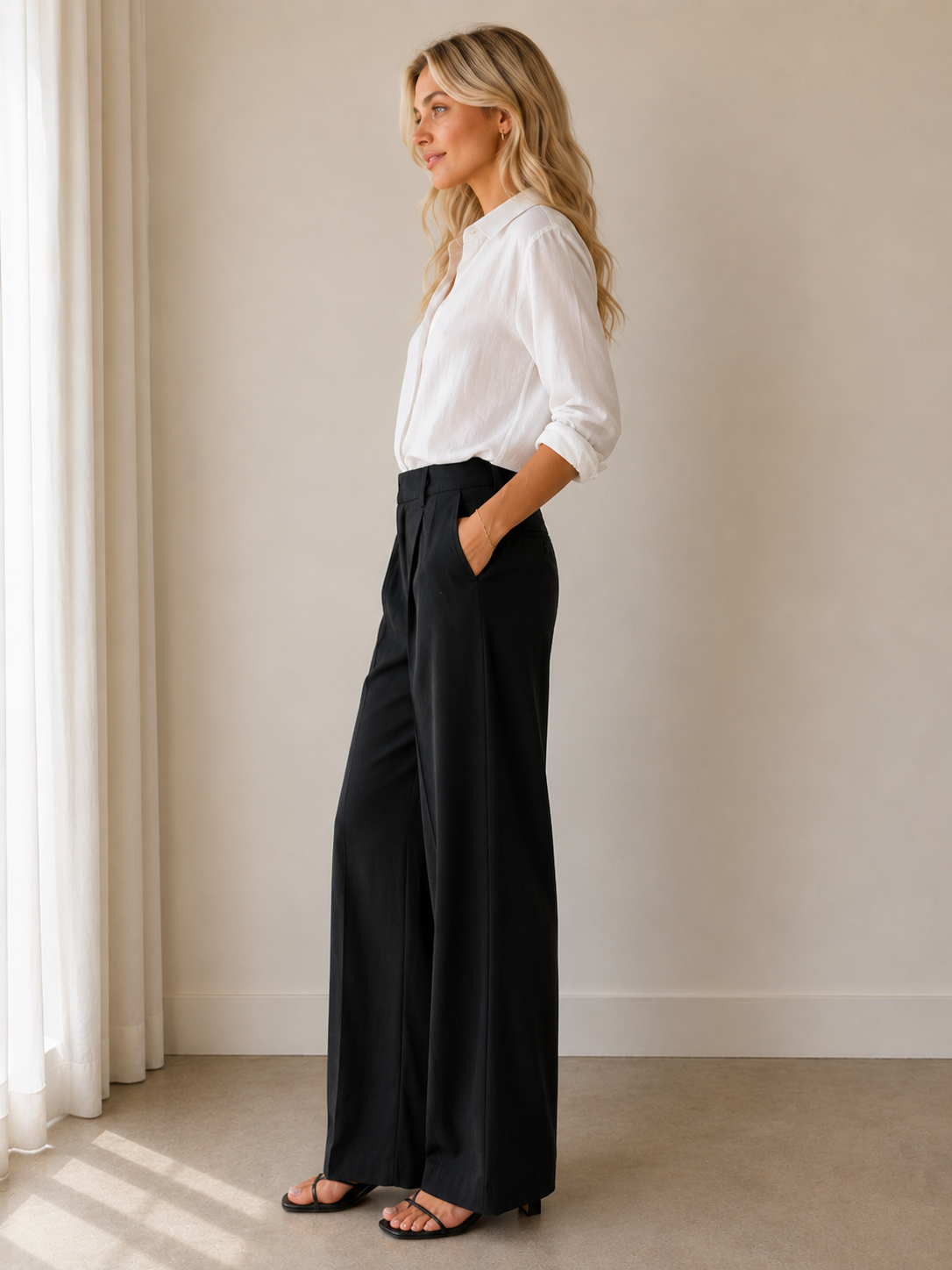 Black Overlook Linen Pant