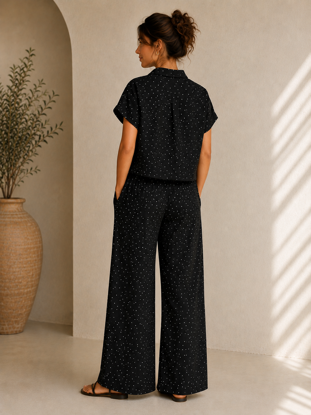 Black &amp; White Dot Pants