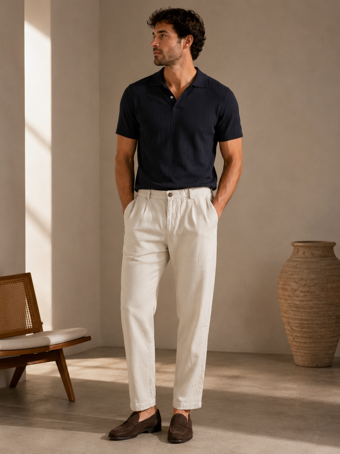 Natural Laguna Linen Chino Pant