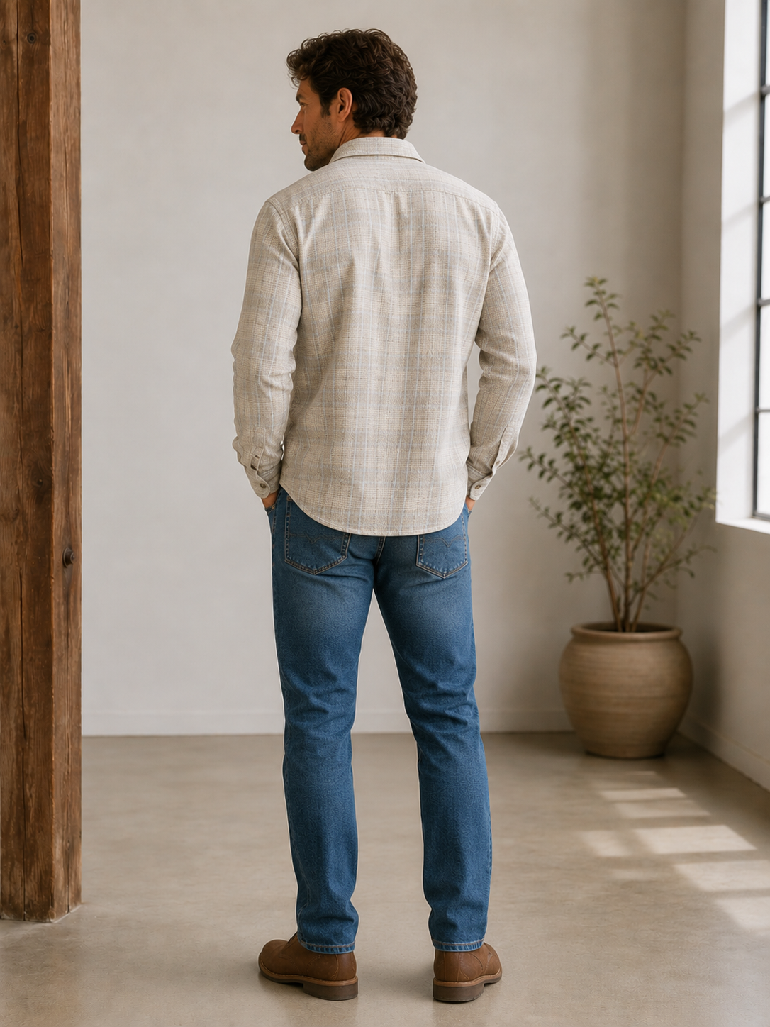 Oatmeal Light Blue Overshirt