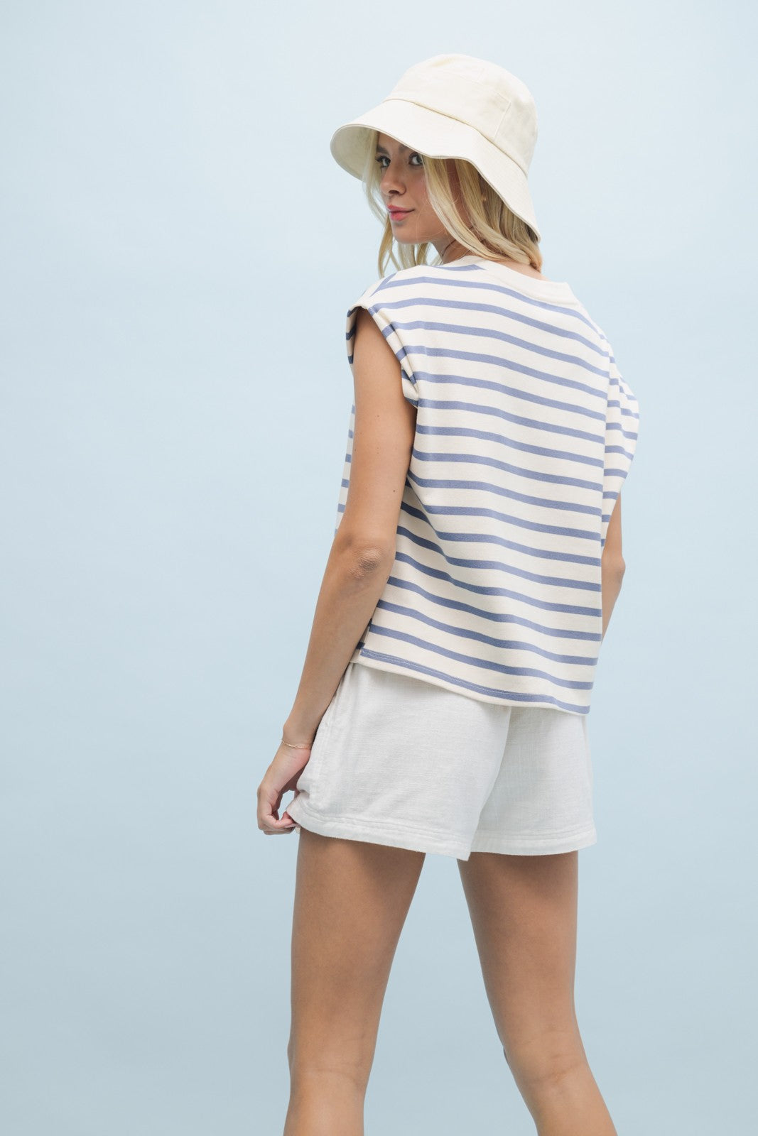 Blue &amp; Cream Myra Muscle Tee