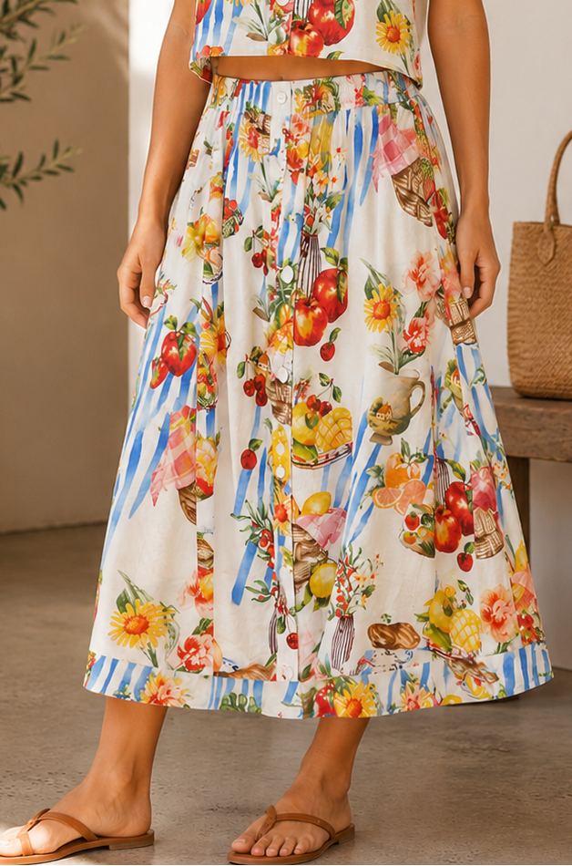 Ivory Multi Jayla Maxi Skirt