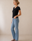 Black Soft Focus Ribbed Top