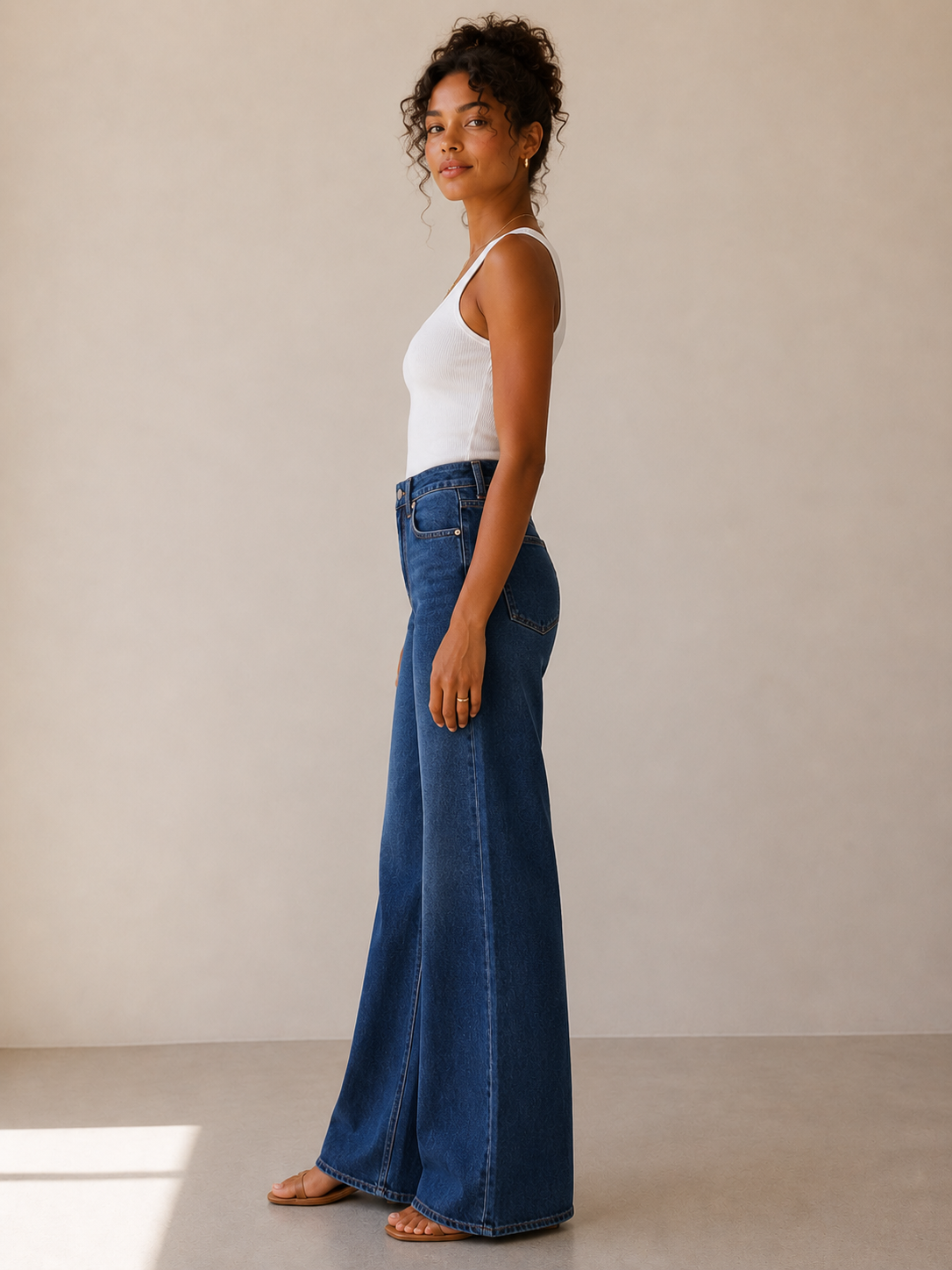 Dark Denim HR Palazzo Wide Leg