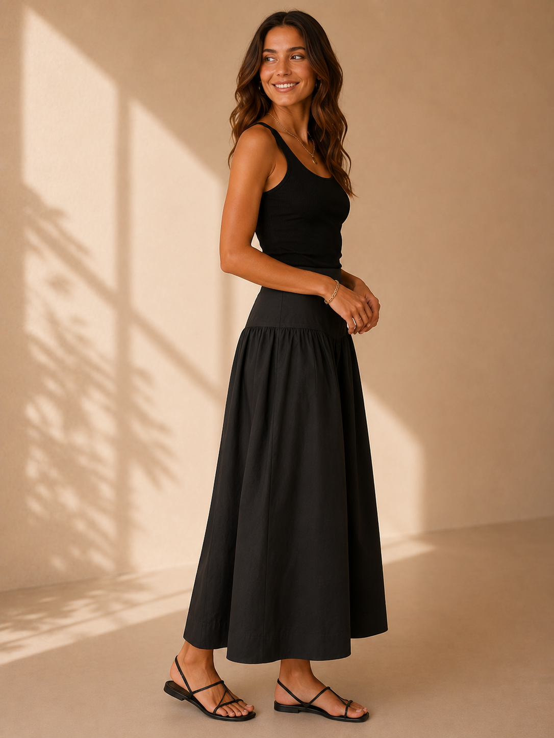 Black Matter of Time Poplin Skirt