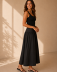 Black Matter of Time Poplin Skirt