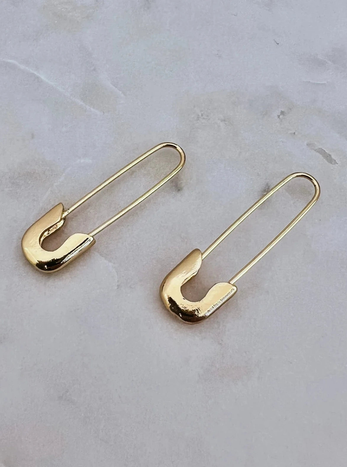 Gold Exon Safety Pin Earrings