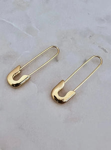 Gold Exon Safety Pin Earrings