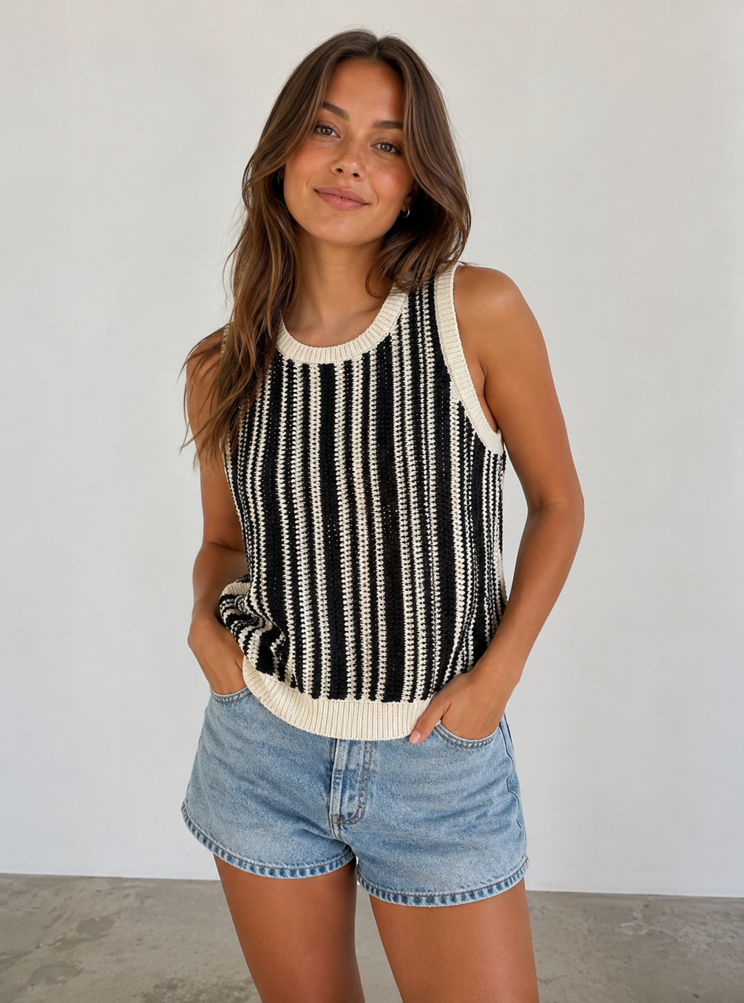 Cabana Stripe Natural State Halter Tank