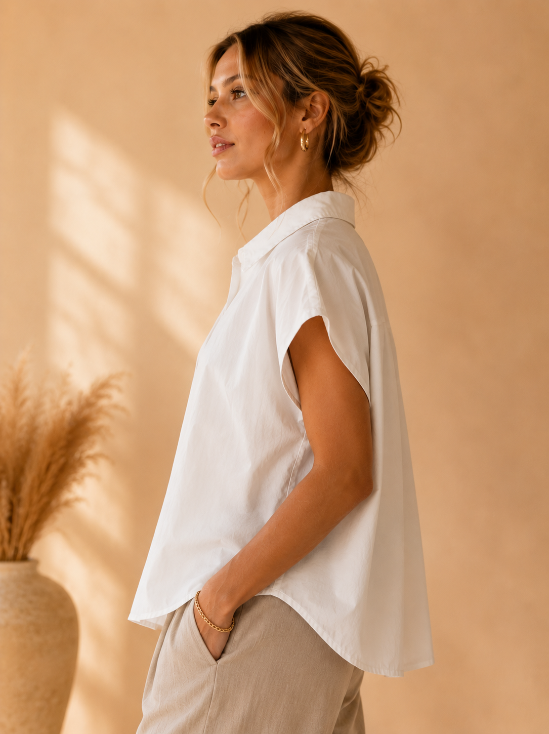 White Lara Button-Up Shirt