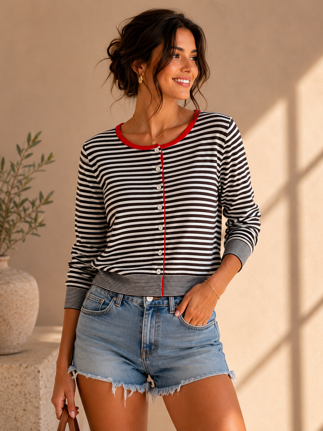Brown &amp; White Francis Cardigan