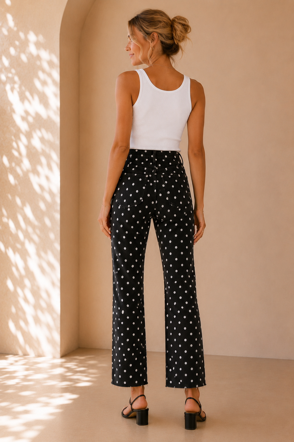 Polka Dot Tonal Crop Flare