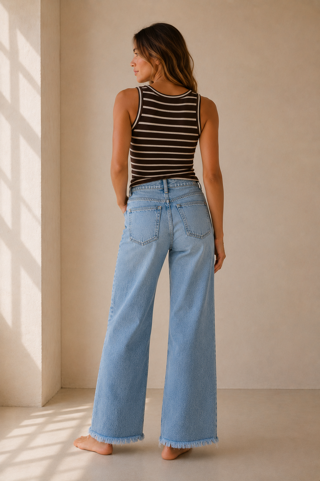 Comet High Rise Distressed Hem Wide With Crease