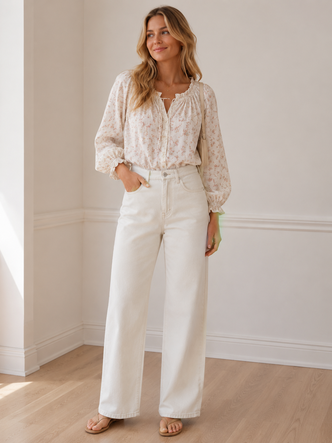 White Masha Super High RIse Wide Leg Jean