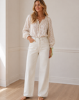 White Masha Super High RIse Wide Leg Jean