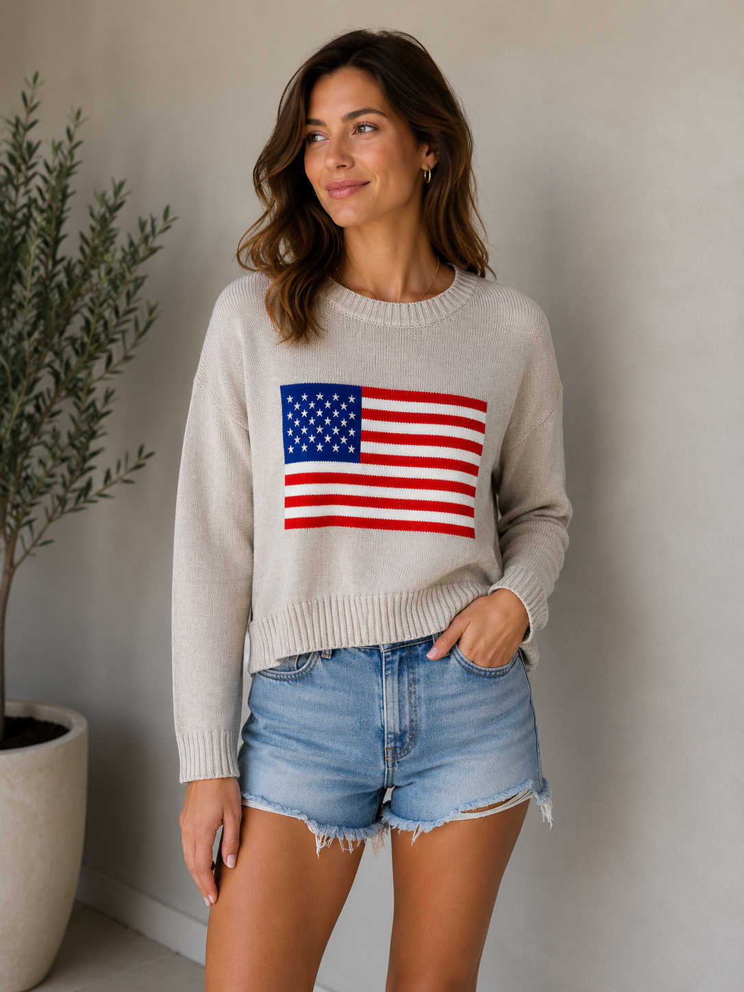 Natural Heather Sienna Patriot Sweater