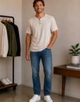 Vintage White Mesa Henley Tee