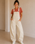 Ecru Maddie Barrel Overalls