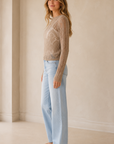Ash Mauve Jacquard Fishnet Layering Top
