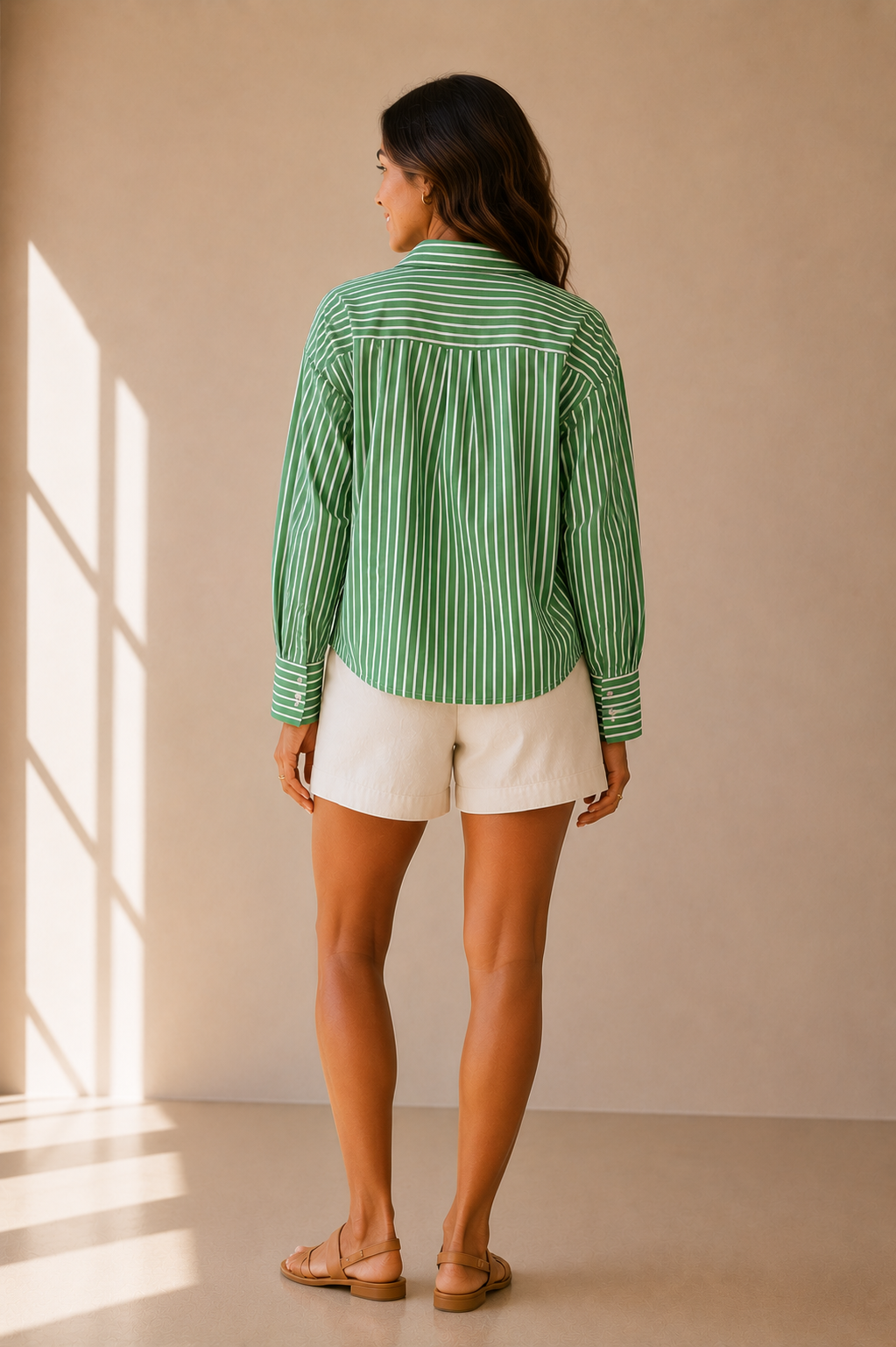 Pistachio &amp; White Striped Button Up