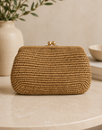 Khaki BC Nonna Straw Clutch
