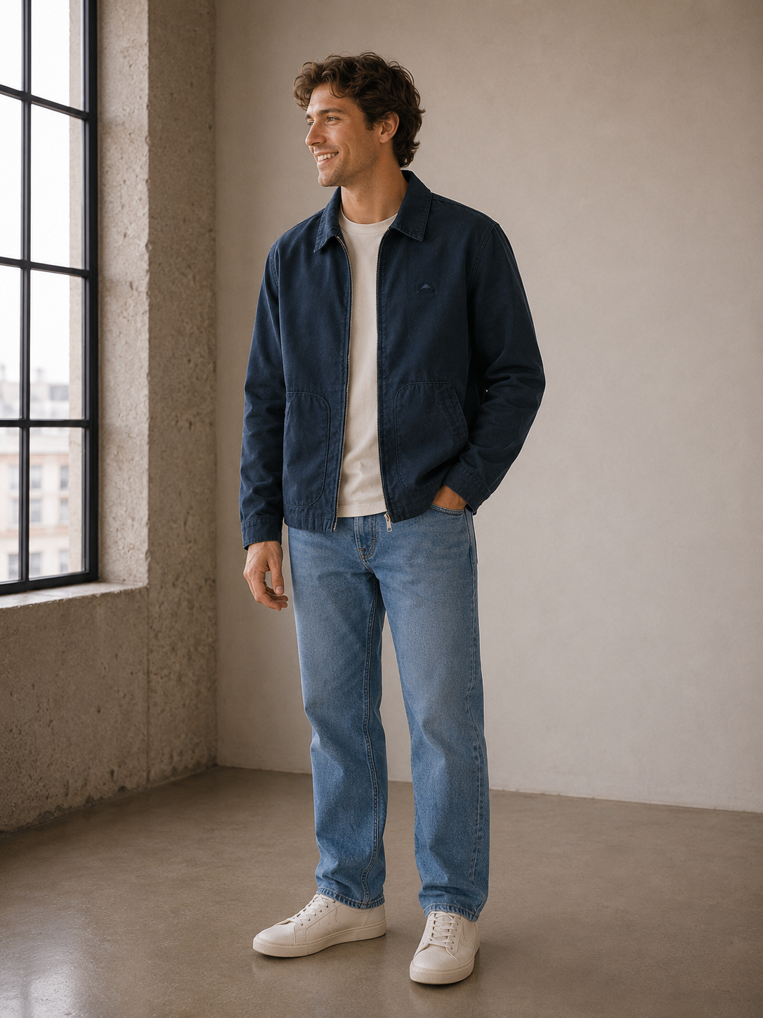 Navy Awake Herringbone Jacket