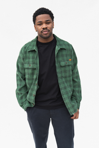 Green Cord Check Overshirt