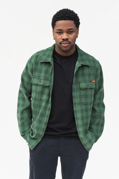 Green Cord Check Overshirt