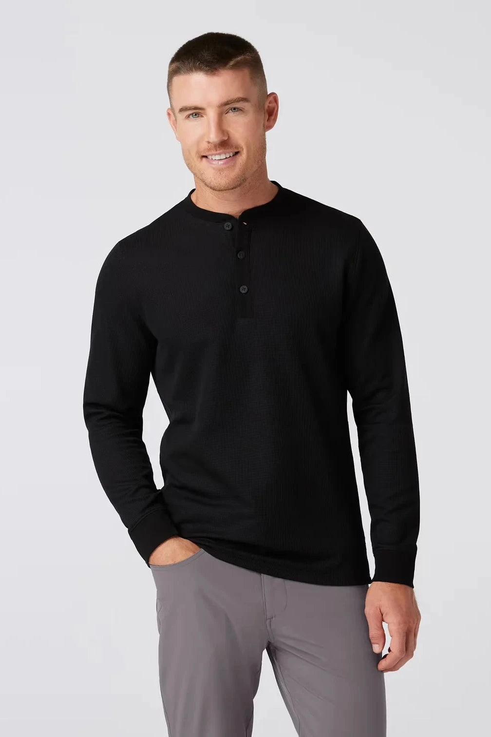 Black Solid Henderson ls Henley