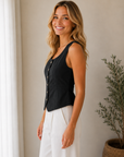 Black Roman Linen Vest
