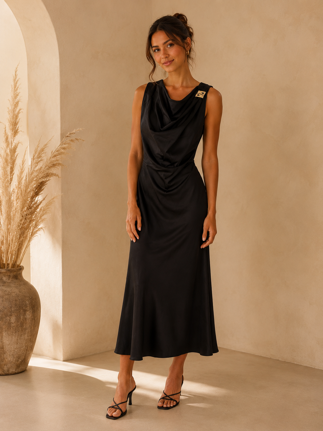 Black Iris Midi Dress