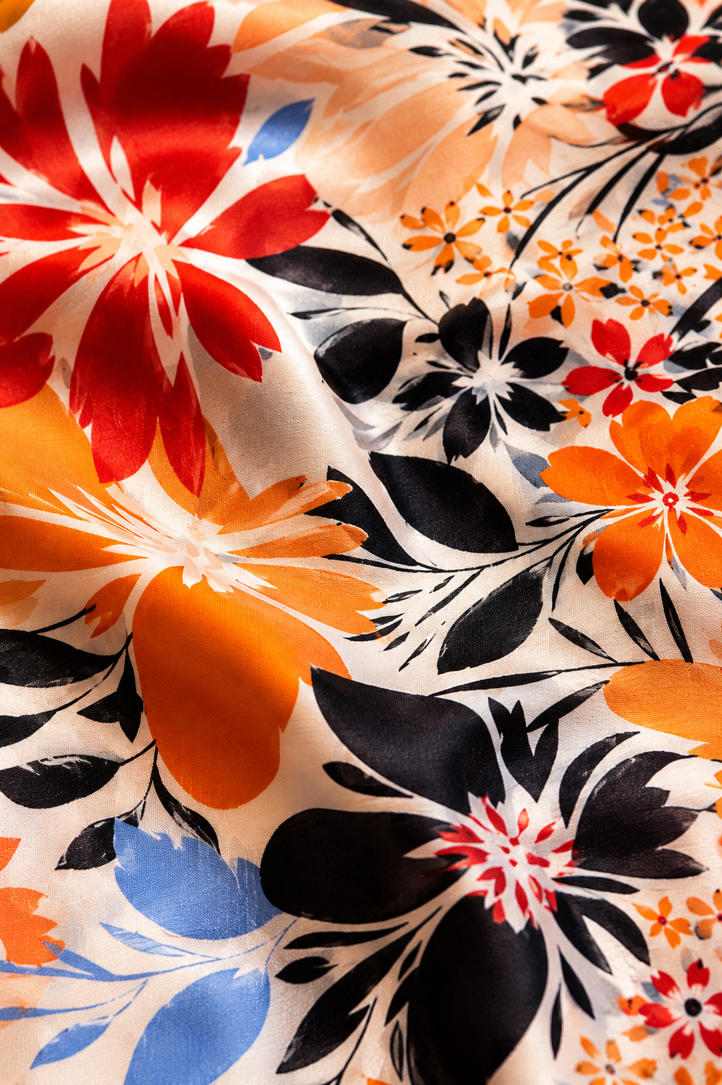 Black Tropical Bloom Scarf