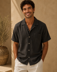 Black Sueded Costa Resort Shirt