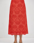 Red Cannes Eyelet Skirt