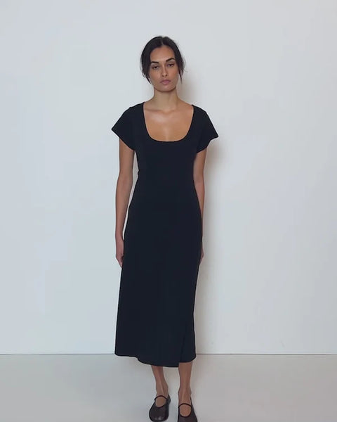 Jet Black Mariana Round Neck Dress