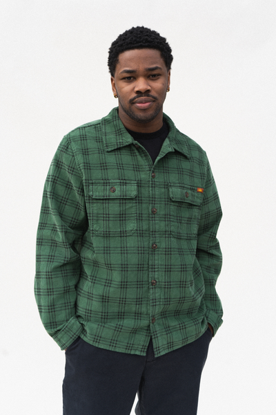 Green Cord Check Overshirt