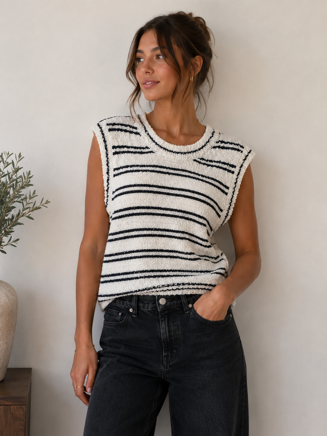 Ivory &amp; Black Dolly Top