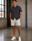 Natural & Brown Check Dobby 6" Short