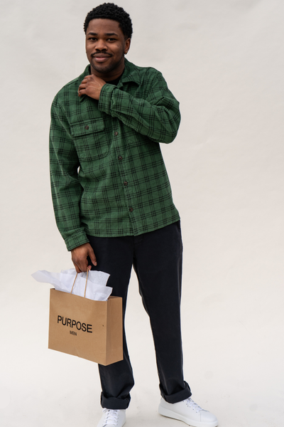 Green Cord Check Overshirt