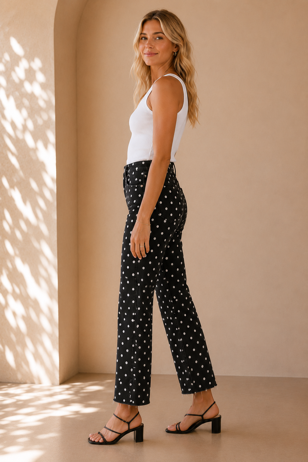 Polka Dot Tonal Crop Flare