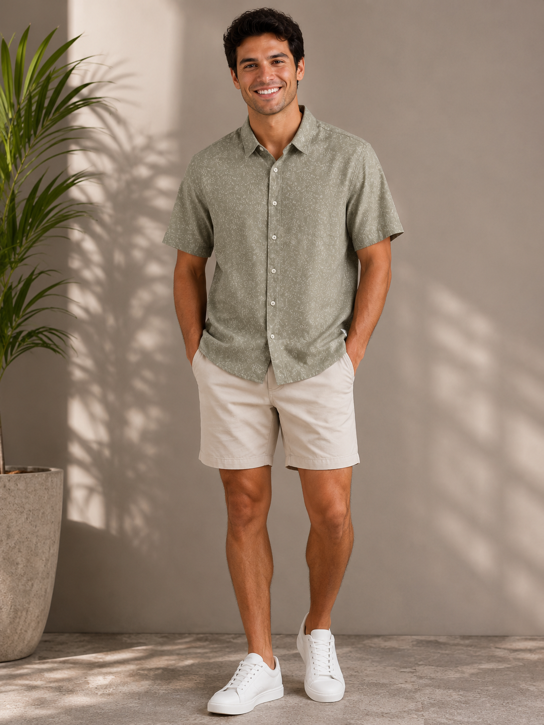 Pastel Green Eden Short Sleeve Shirt - SMK-8285