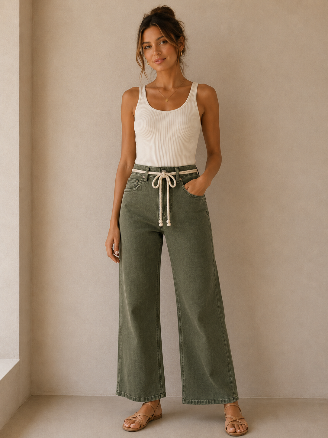 Sea Spray High Rise Crop Wide Leg Pants