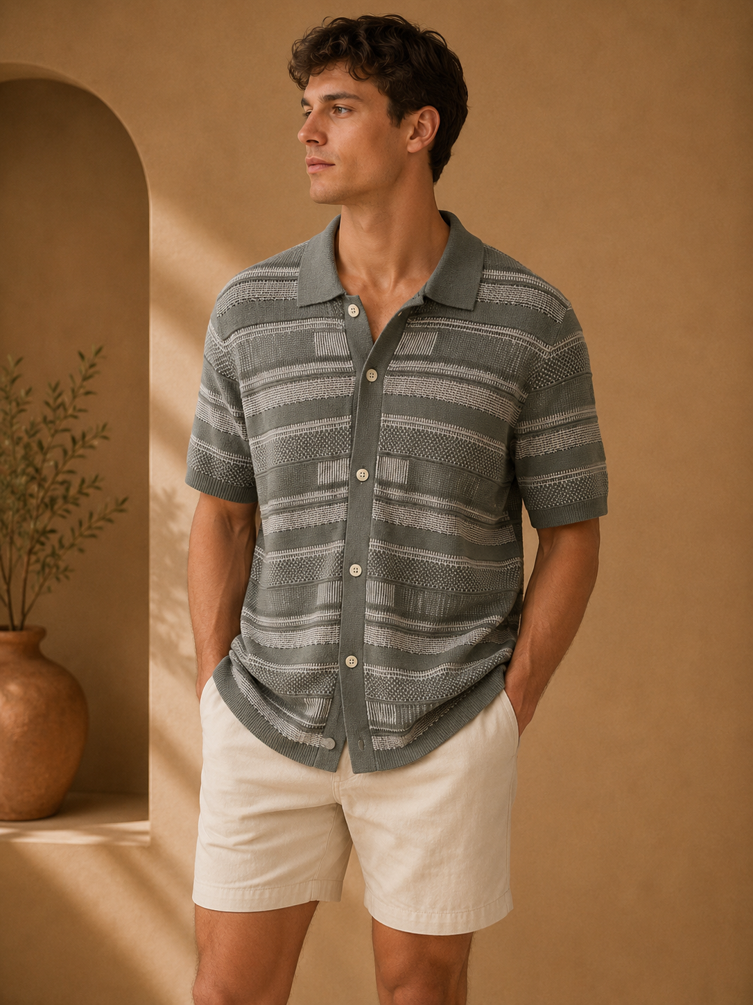 Sage Cream Block Henri Shirt