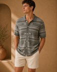 Sage Cream Block Henri Shirt